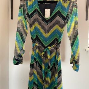 Banana Republic Multicolor Chevron Long Sleeve Dress